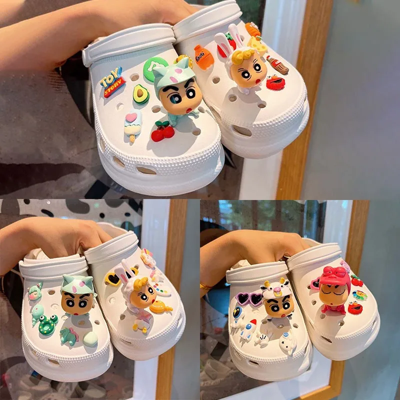 

12/14 шт., карандаш Шин-тян, украшение для обуви, аниме, подвески для обуви, аксессуары для садовой обуви, пряжка, подходят для сабо, украшения, сандалии, декор, подарок