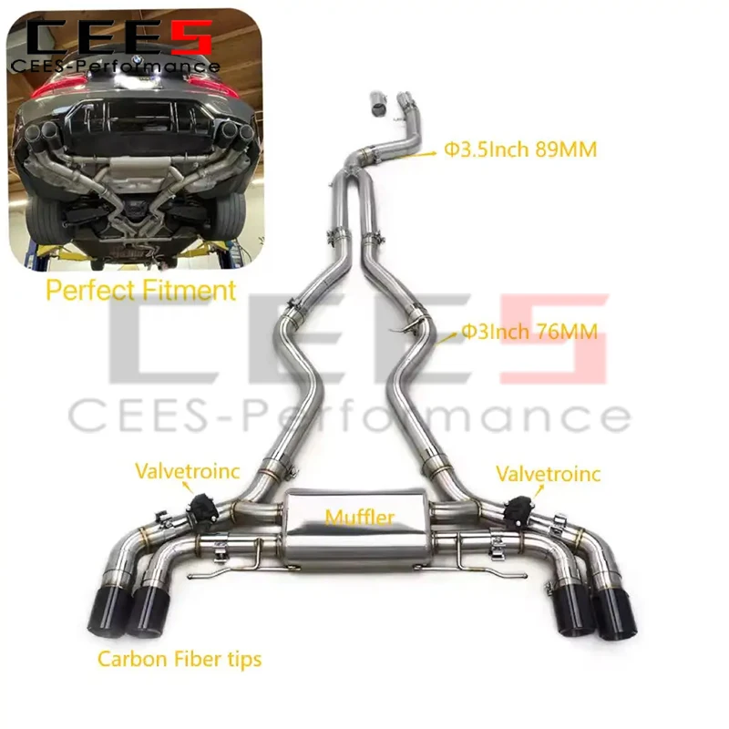 عادم CEes Valvetronic Catback لسيارات BMW M340i/M440i G20 B58 3.0T 2017-2023 كاتم صوت ماسورة عادم السيارة عالي الأداء
