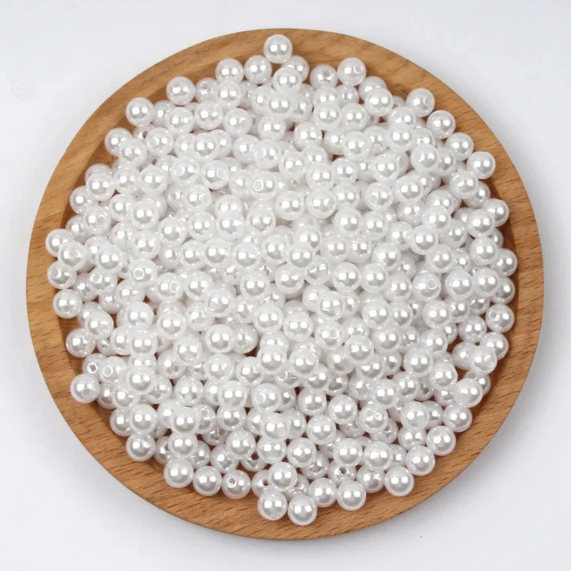 8-14mm Double Hole Pure White Imitation Pearl Loose Bead DIY Beaded Decoration Earrings Bag Bead Beadwork