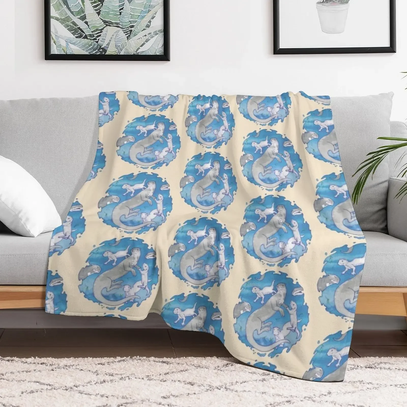 Giant River Otter Throw Blanket Soft Warm Blanket Gift for Men Women Adults