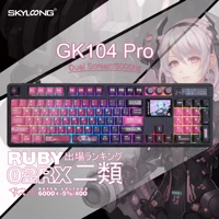 SKYLONG GK104 Pro teclado mecánico inalámbrico interruptor silencioso intercambiable en caliente pantalla personalizada/perilla barra espaciadora dividida PBT tecla RGB retroiluminación calculadora teclado para juegos