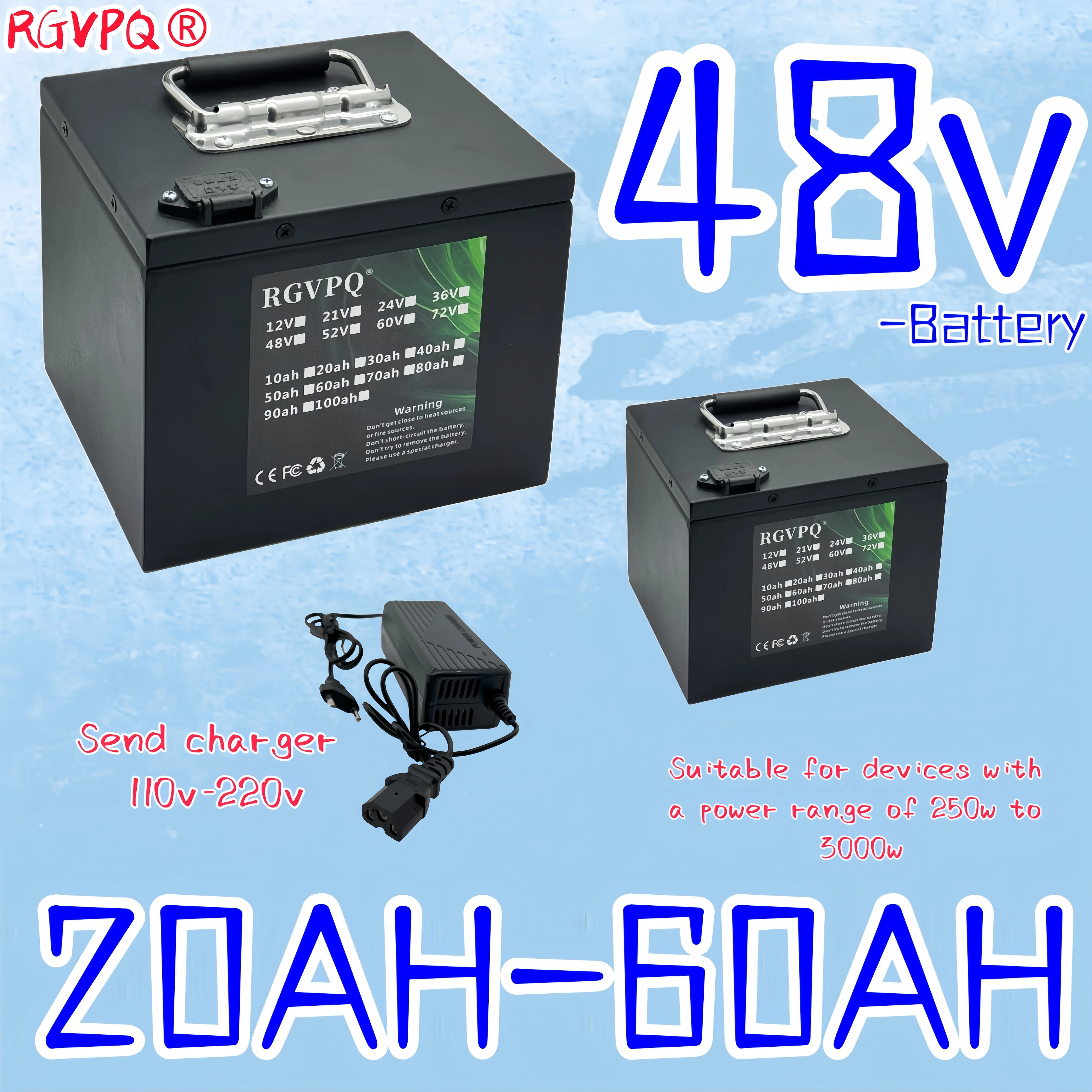 

48V 20AH-50AH , 18650 lithium-ion battery, in stock, iron box shell, waterproof, full capacity, suitable for 48V equipment
