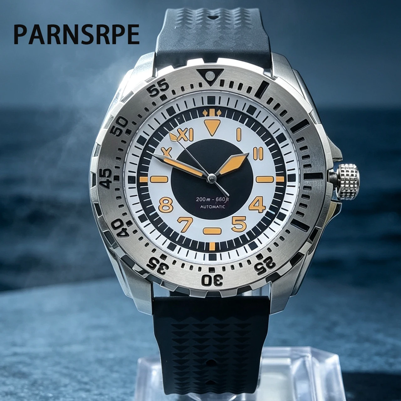 Outdoor Adventure Watches - PARNSRPE NH35 44mm Srebrny Zegarek Sportowy