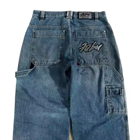 American Fashion Cleanfit Hip-Hop Letter Embroidery Baggy Jeans Women's Y2K Harajuku Gothic Couple Casual Joker Wide Trousers