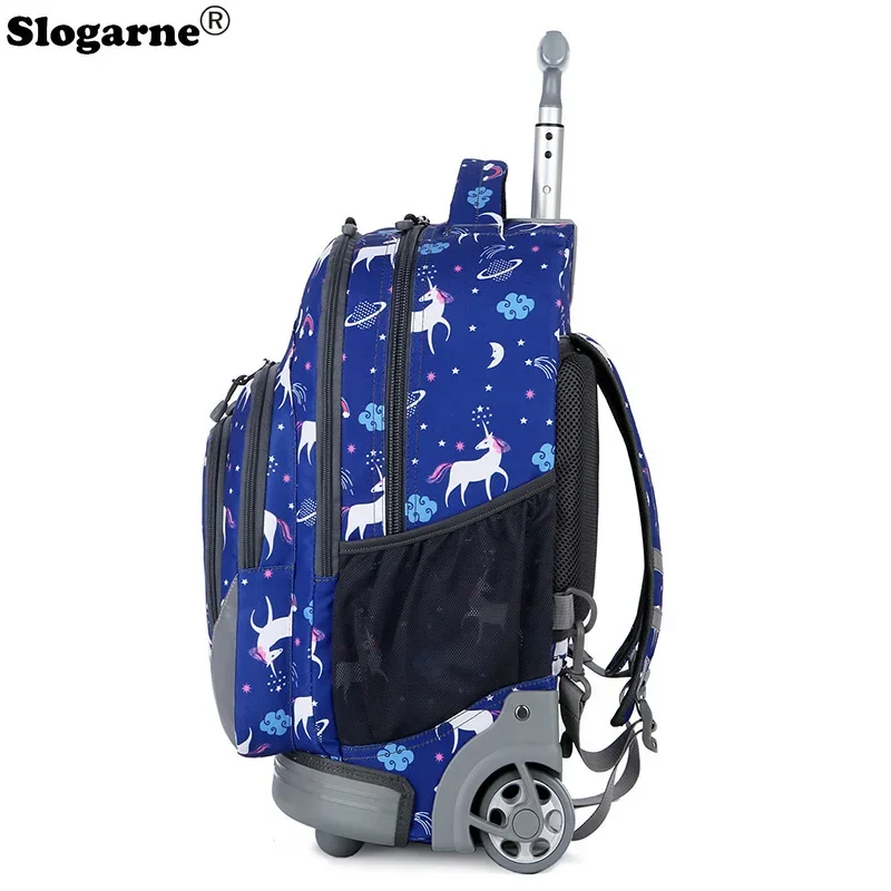 18 Inch School Rolling Backpack Bags Kids Travel Trolley Bag Teeangers Children Wheeled Backpack for Girl School Bag with Wheels