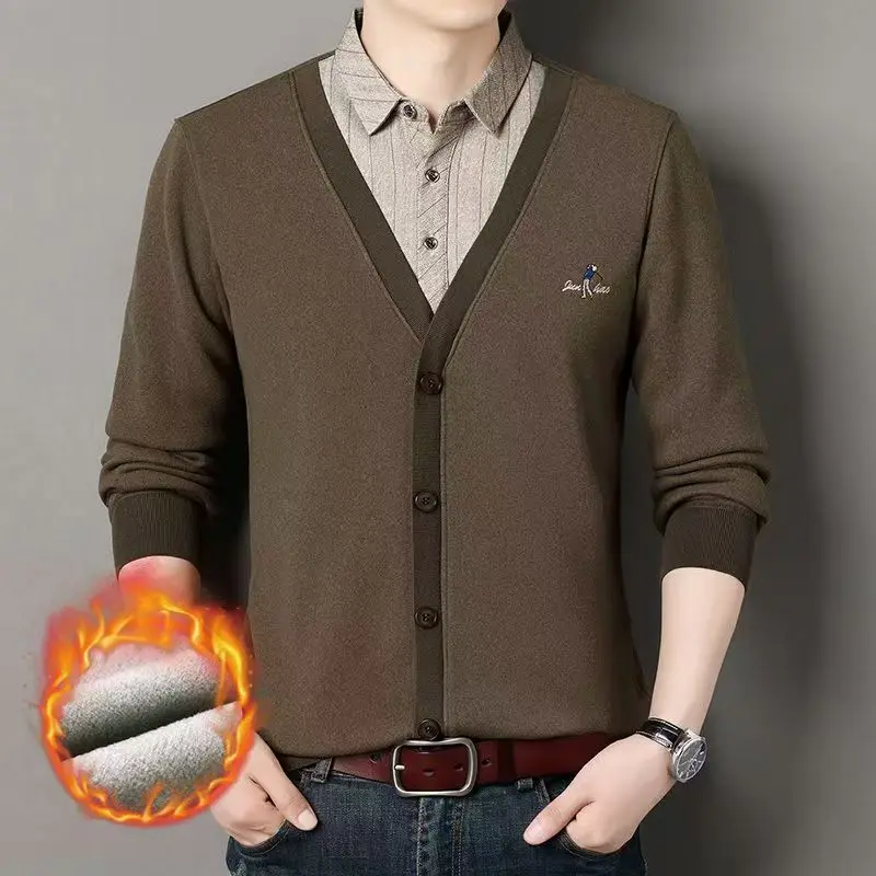 2025 Winter Men's New Style Fleece-lined Button-Down Shirt - Comfortable, Warm, Thick, And Stylish Casual Base Layer Shirt