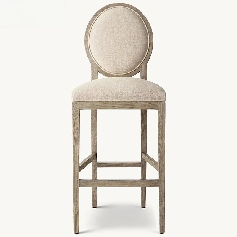 American Solid Wood Bar Chair Modern Medieval High Back Bar Stool Kitchen Antique Home Wicker Rattan High Chair