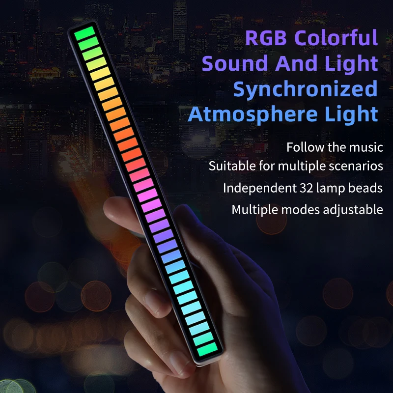 

Music Sound Light Bar RGB LED Sound Control Rhythm Lights Nightlights Colorful Lamp Car Decor