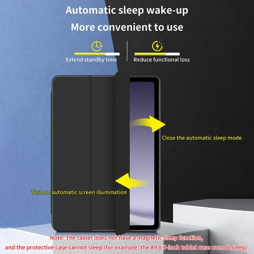 For Galaxy Tab A9 Plus Case SM-X210 11inch TPU Flip Cover Tri-Fold Stand Tablet Cases For Samsung Galaxy Tab A8 Case 10.5 Tab A7