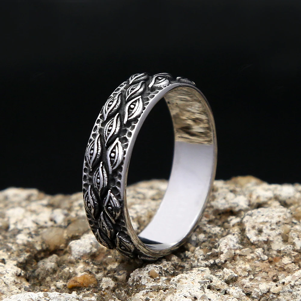 Fashion Simple All Seeing Eye Ring Stainless Steel Punk Vintage Ring For Men Women Unique Amulet Jewelry Gift Dropshipping