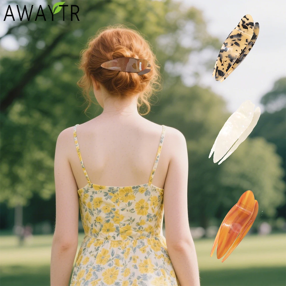 

AWAYTR Acetate Amber Leopard Duckbill Hairpin Retro Hair Clips Valentine Headwear Girl Hair Accessories Festival Gift