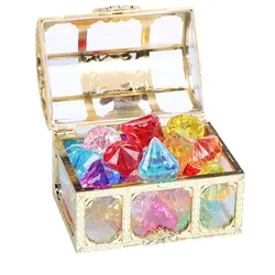 Caja de Cofre del Tesoro pirata para niños, gemas de diamantes, Juguetes de piedras, regalo de cumpleaños, recuerdos de fiesta, Juguetes Divertidos, novedad