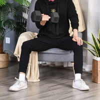 Hexagon dumbbell, cast iron dumbbell, rubber handle, knurled, weights, metal and rubber, black, 1 x 12.5 kg