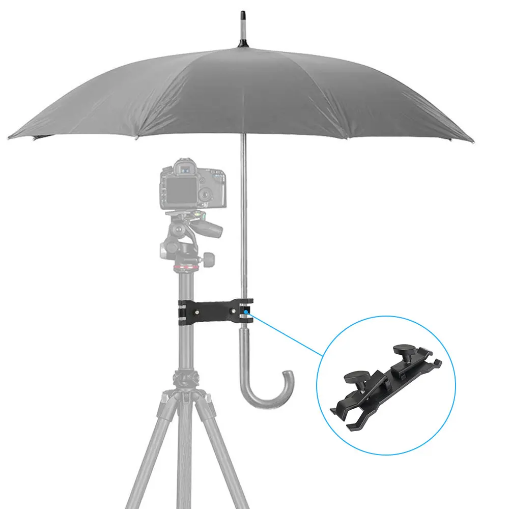 HDRIG Portable Camera Tripod Umbrella Holder Clip Bracket Outdoor Photographic Tripod Clamp Bracket Photography Accessory