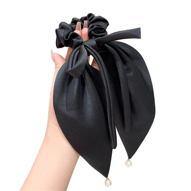 

Big Bowknot Hair Clip Pearl Long Tail Bow Scrunchies Women Barrettes Hairpins 15UB