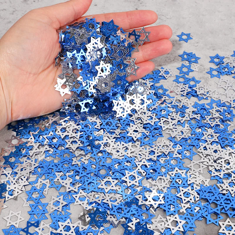 

450pcs/bag Hanukkah Theme Star Confetti for Chanukah Party Home Table Decoration Supplies Wedding Birthday Party DIY Gift Crafts