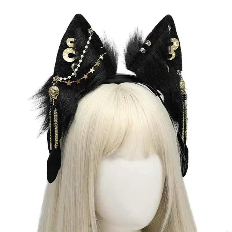 

M6CD Wolf Ухо для ушей повязки на голову на Хэллоуин подвижный костюм Hairhoop для Хэллоуина.