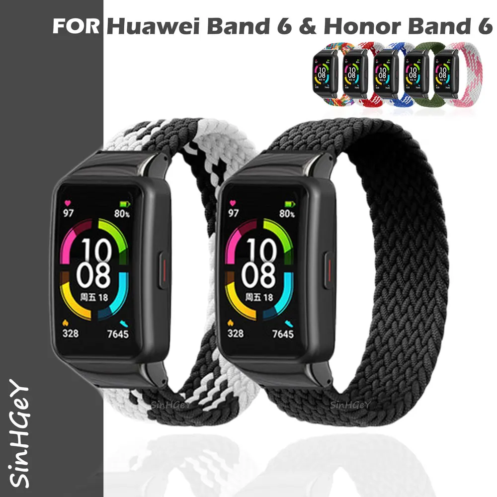 Huawei Band için SinHGeY 7 / 6 kayış onur bant 6 kayış naylon dokuma yedek bileklik