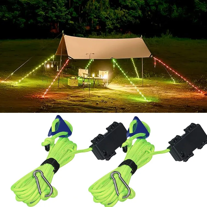 Led Blubs Tent Wind Rope Luminous Electric Awning Roof Rope Light Warning Lamp Atmosphere Outdoor Night Windproof Camping