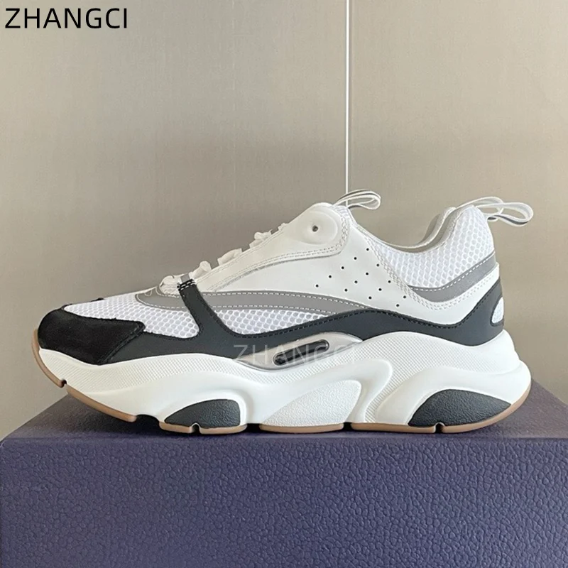 B22 Sneakers, Men Fashion Hip Hop Leathers Colorblock Sneakers, Classic Breathable Platform Sports Shoes, Oversize & Running