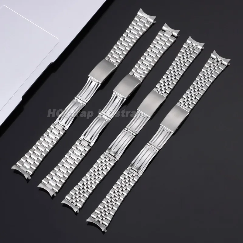 Gebogenes Edelstahl-Uhrenarmband 18/20mm, zwei Ausführungen, Metallglieder, Universalarmband für Rolex und Seiko, Faltschließe – Detail 4
