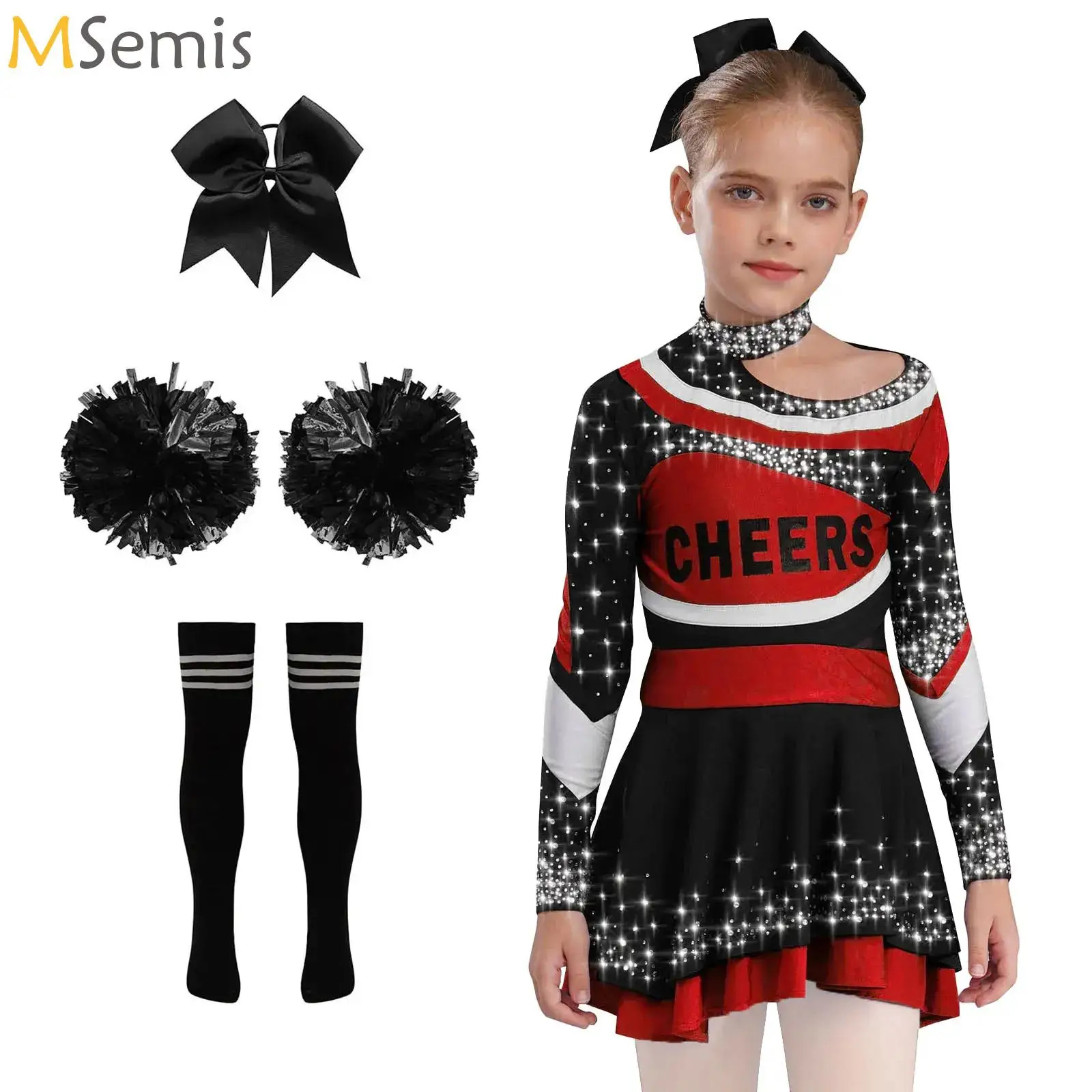 

High School Cheerleader Costume for Girls Halloween Cheer Uniform Teenage Dance Competition Team Sports Cheerleading Dress Up