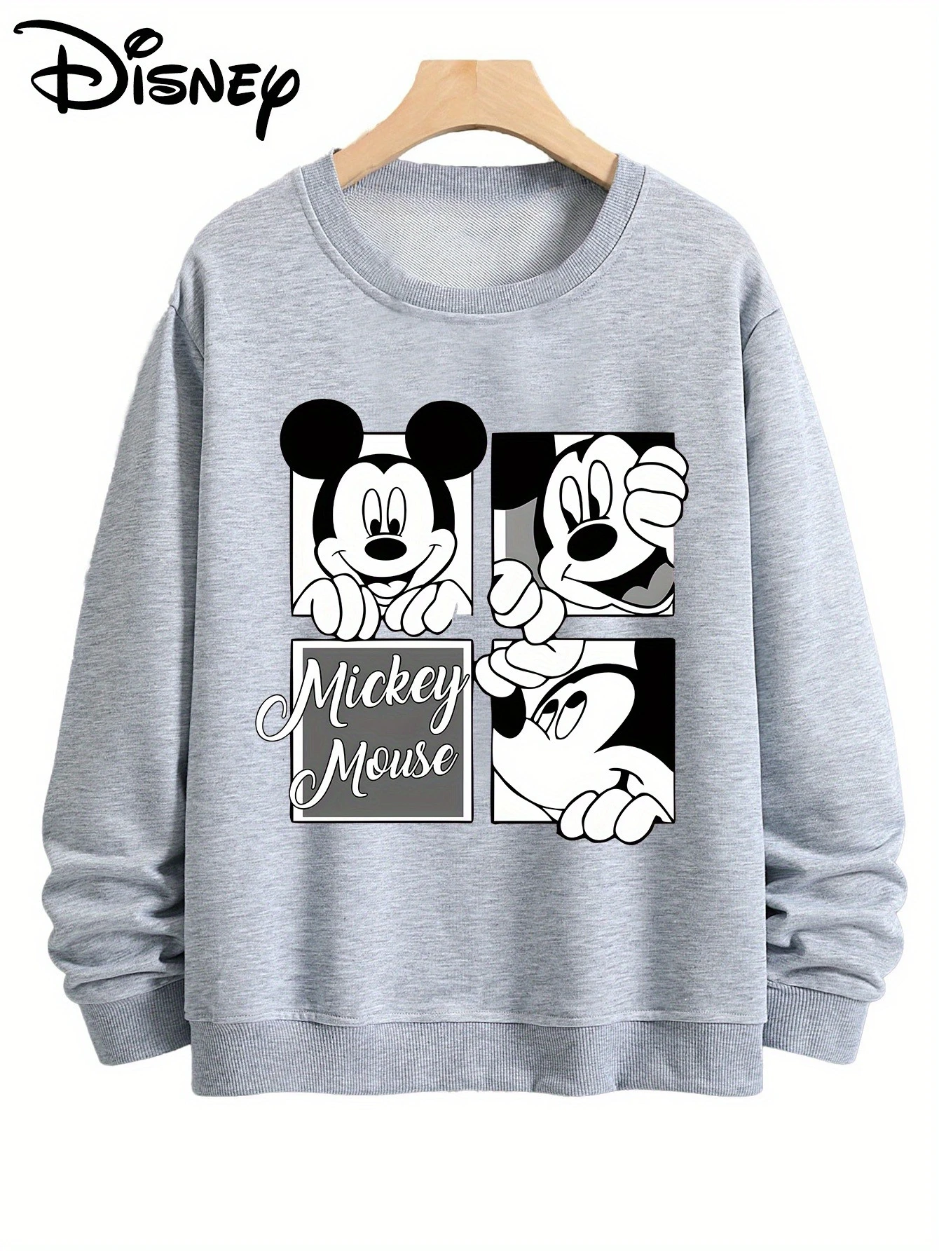 Couple Unisex Disney Mickey Mouse Series Men Women Hooded Sweatshirt Pullover Casual Tops Autumn Winter Fleece Oversized O-Neck