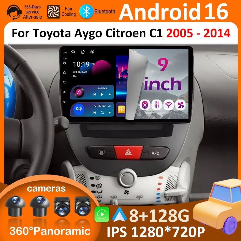 

for Toyota Aygo Citroen C1 2005 2006 2007 2008 - 2014 Car Radio Multimedia Player Android 16 DSP Stereo Bluetooth Accessroies 4G