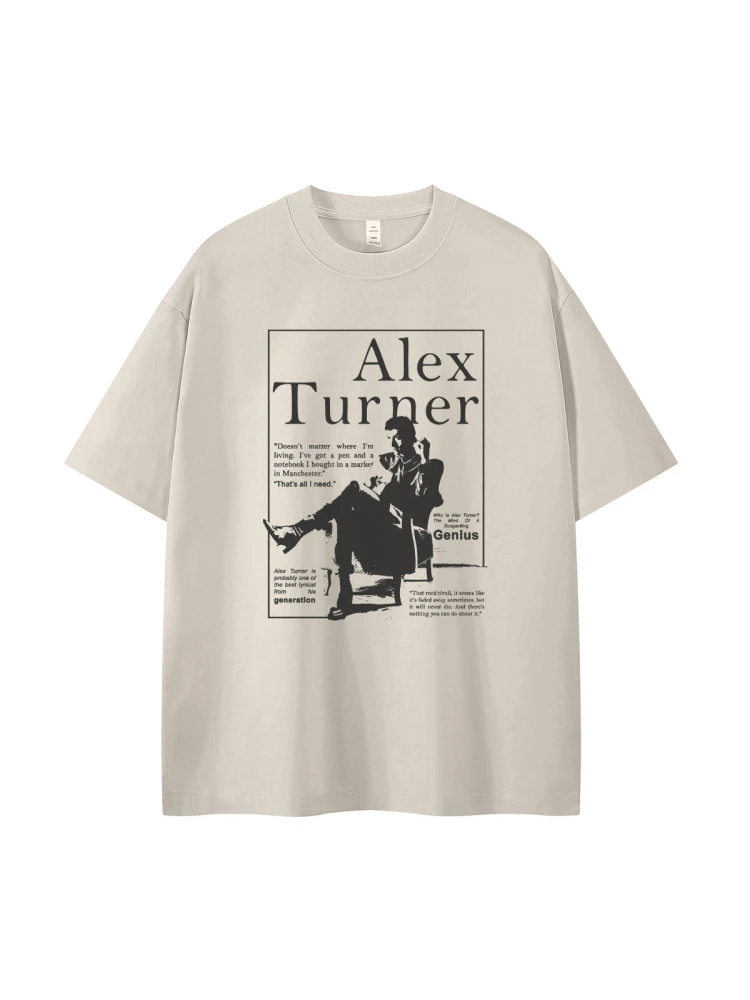 Arctic Monkeys Band American Street Style Vintage Portrait Print Rock Short Sleeve T-Shirt Loose Fit Breathable Cotton Casual...