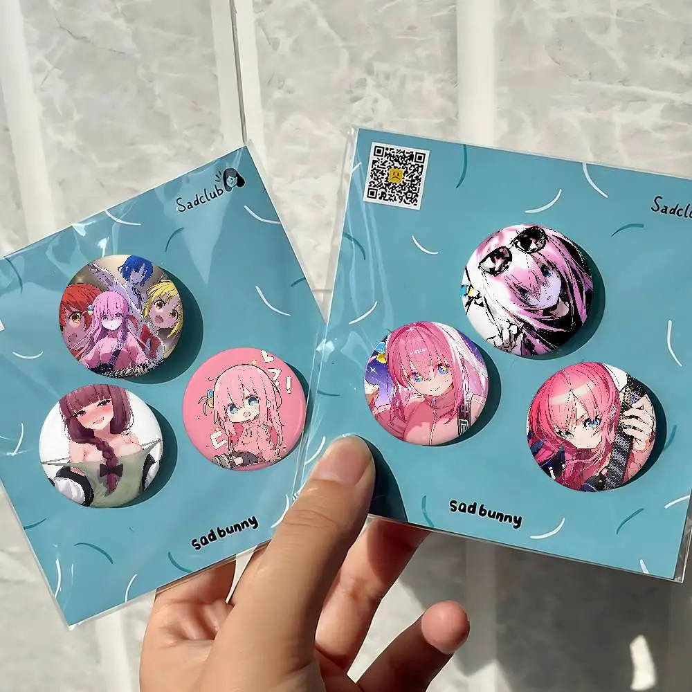BOCCHI THE ROCK Badges Peripheral Lapel Pins Tinplate Round Brooch For Shoulder Bag Accessories Souvenir Gifts