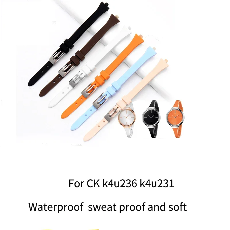 For CK K4u236/K4u231 Women\'s Silicone Watch Strap Waterproof Sweet-Proof Soft Comfortable Watchband Accessories 3 Mm Wrist Strap