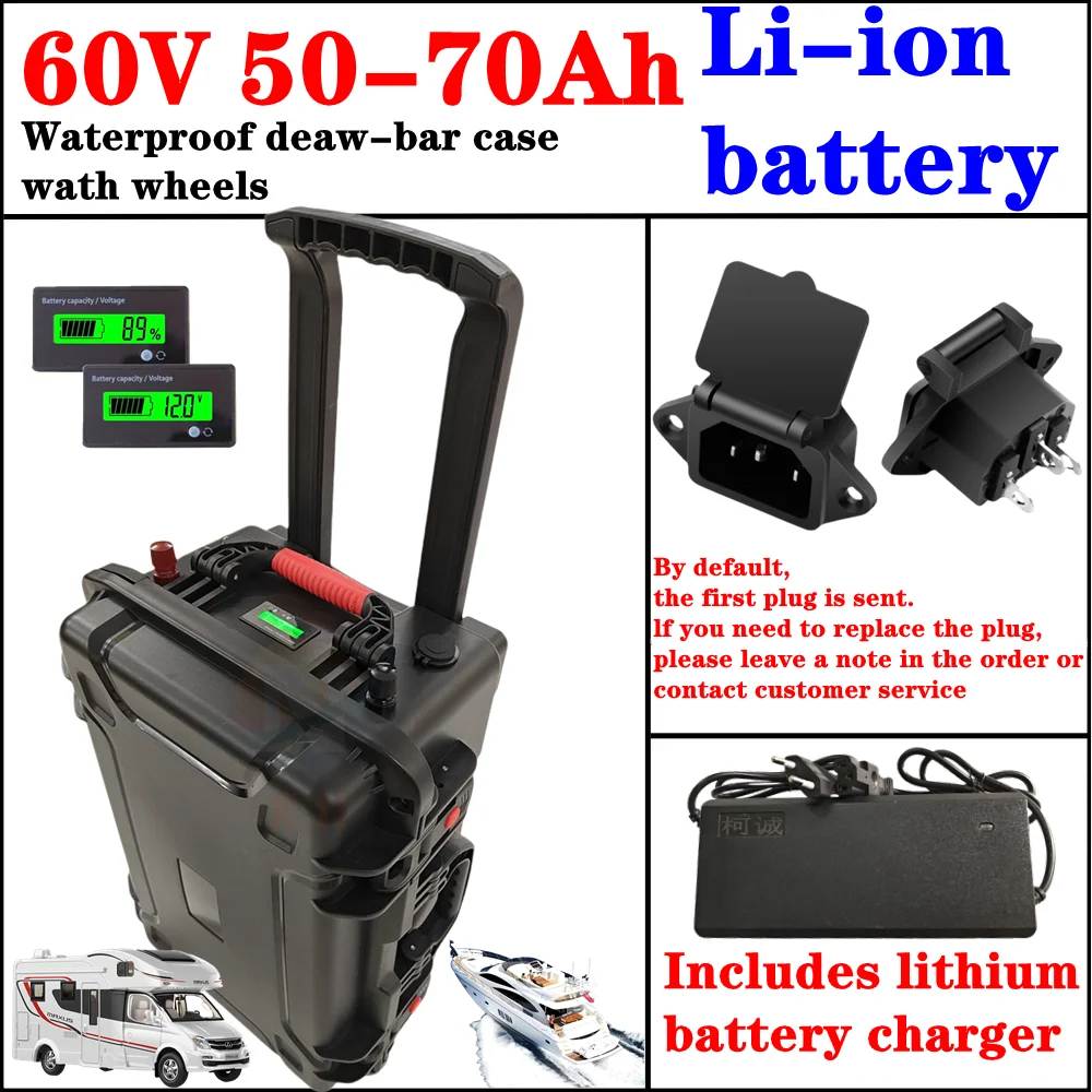 60V 50Ah-70Ah Li-ion Battery for RV/EV/5kW Motor/Solar Storage, High Power Output, Long-Lasting, Safe for Industrial Equipment