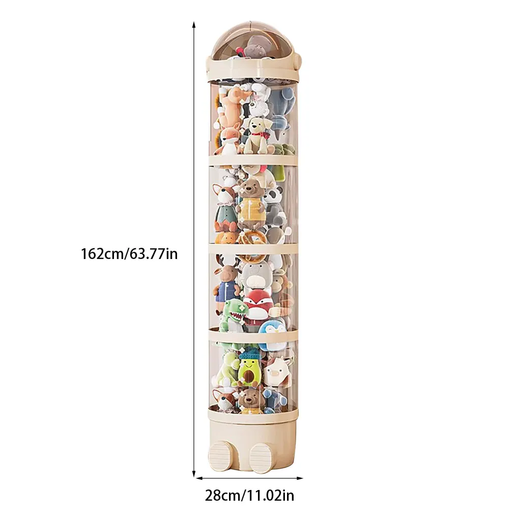 Tubo de almacenamiento de juguetes de peluche, organizador de felpa apilable para sala de estar, almacenamiento de zoológico relleno con tapa