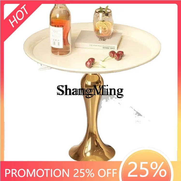 

ZYY Fashion Exquisite Small Waist Coffee Light Luxury Modern Small Round Table Corner Table Movable Bedside