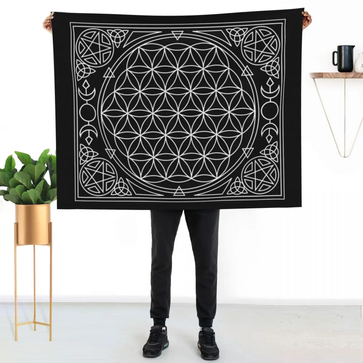 

Flower of Life Tapestry Throw Blanket Lightweight Warm Blanket for Travel Camping