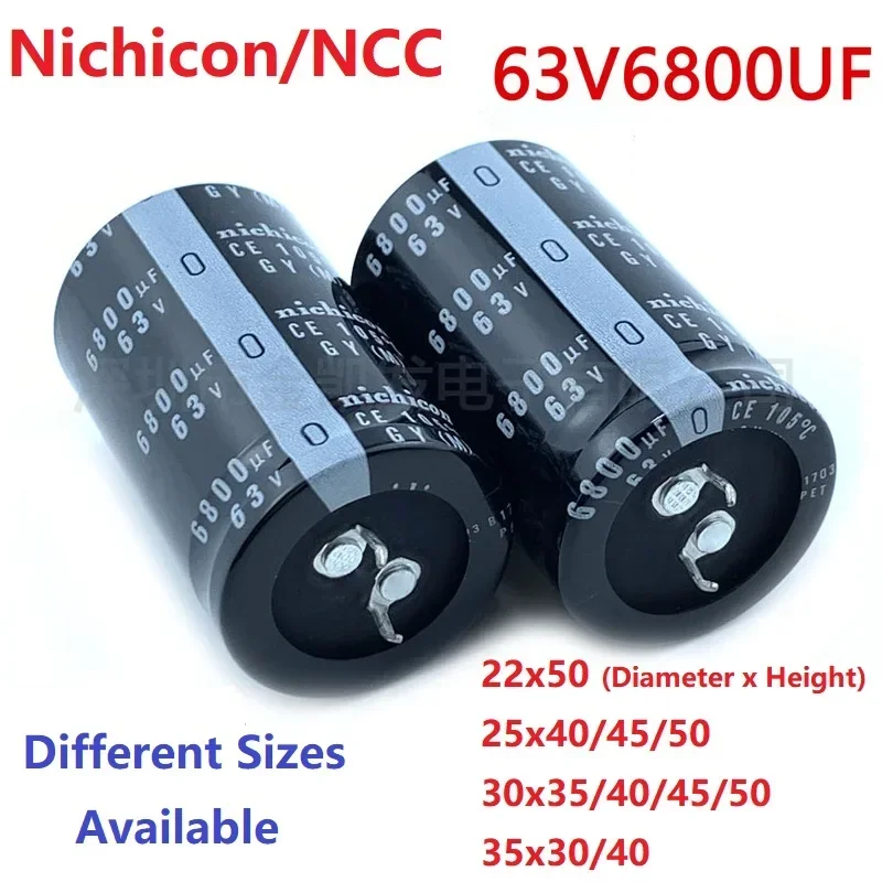 2pcs/lot Japan Nichicon/ncc 6800uf 63v 63v6800uf 22x50 25x40/45/50 30x35/40/45/50 35x30/40 Snap-in Psu Amplifier Capacitor