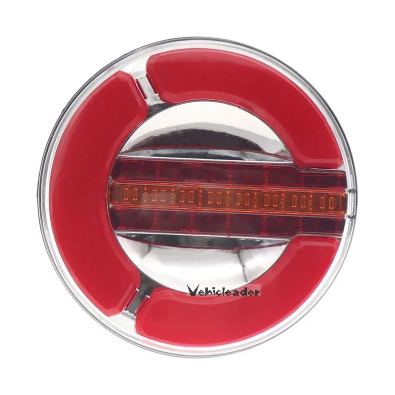 12V/24V Dynamic Running LED Truck Tail Light Turn Signal Lamp Trailer Tractor Brake Round Rear Lights Red Amber Taillights