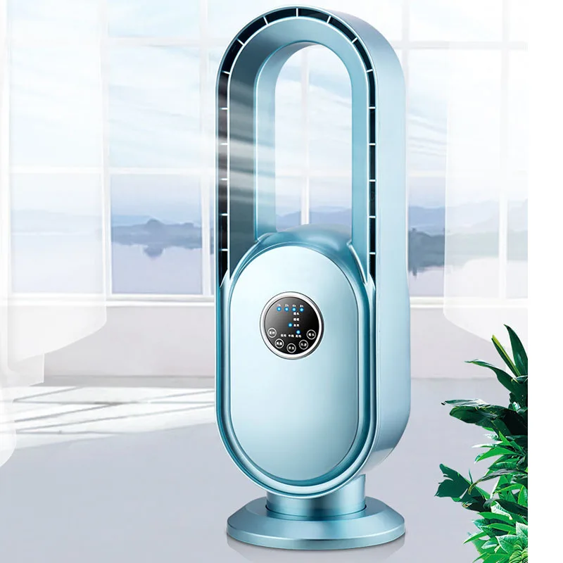 Electric Fan Silent Bladeless Fan Air Conditioner Tower Fan 220V/45W Cooler Negative Ions Safety Circulating Shaking Head