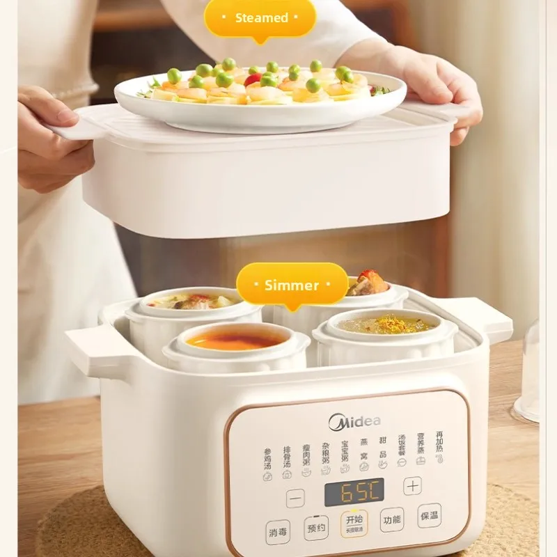 

Керамическая кастрюля для тушения с водой, автоматическая электрическая кастрюля, приготовление супа для детского питания, 600 Вт, точный контроль температуры, 24 часа