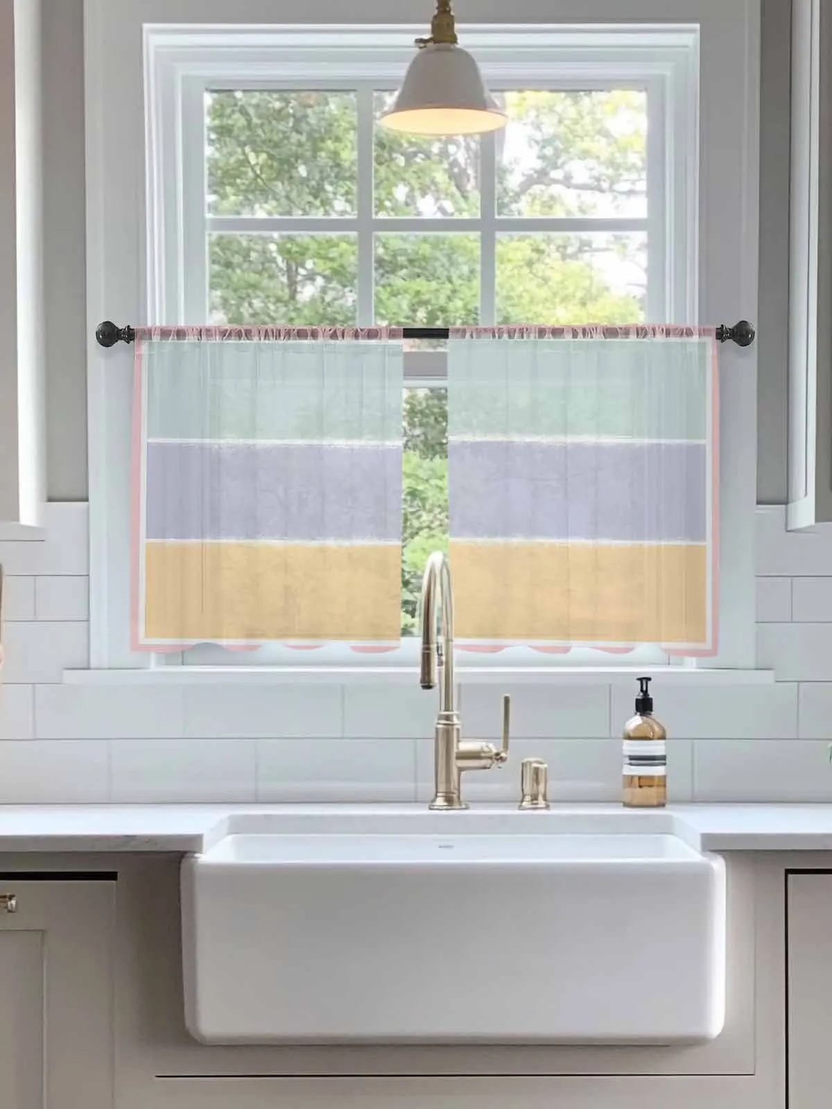 

Abstract Stripes Color Blocks Window Curtains Bedroom Modern Drape Sheer Tulle Valances Living Room Kitchen Voile Curtain