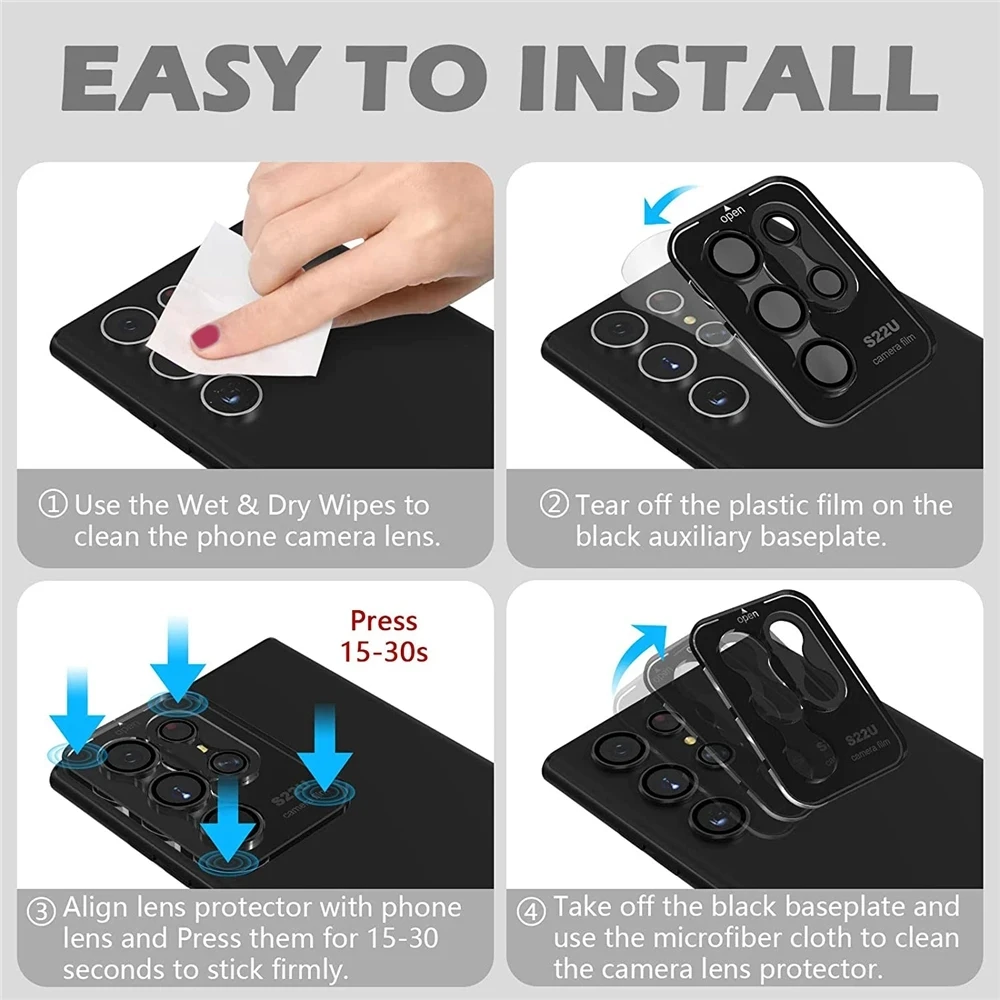 حلقة الكاميرا لسامسونج غالاكسي S25 S24 زائد S23 FE S24 + S23 + S23fe عودة عدسة حامي الشاشة غطاء العدسة الزجاج