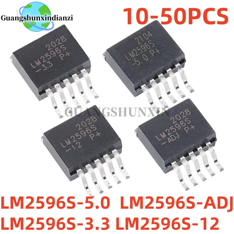 10-50Uds 100% New LM2596S-5.0 LM2596S-5 LM2596S-ADJ LM2596S-3.3 LM2596S-12 LM2596S LM2596 TO-263-5 In Stock