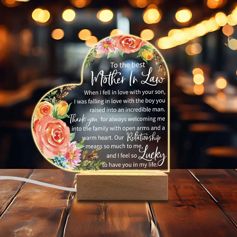 1PC 아크릴 발광 장식 사진 액세서리, USB 베이스, 시어머니 선물, 휴일 장식품