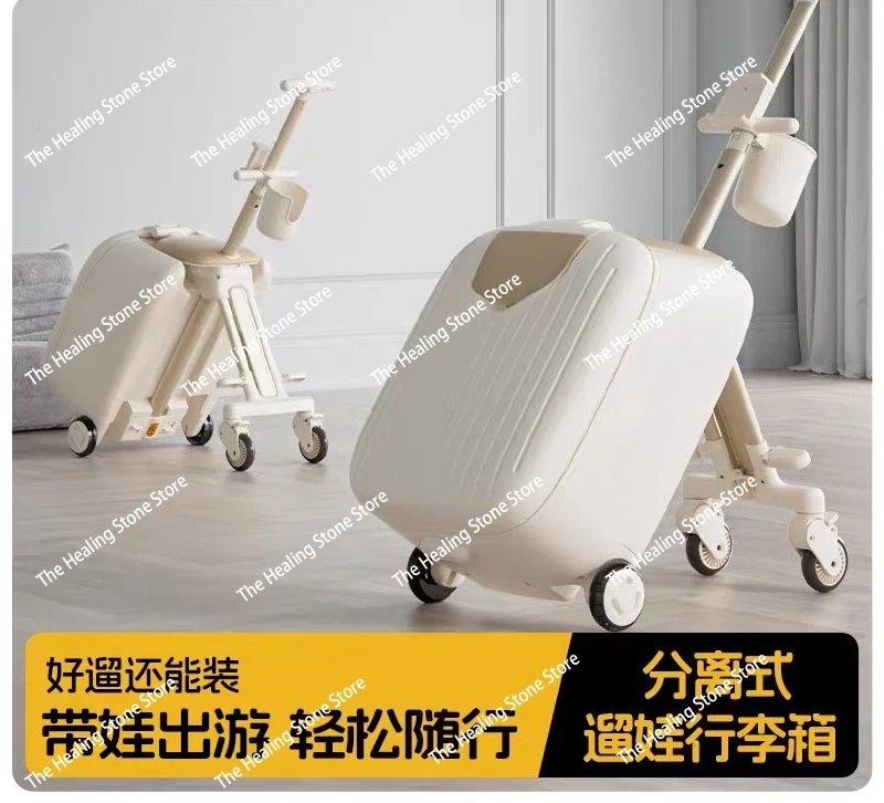 Kids' Ride-On Luggage  Stroller-Style Travel Suitcase for Toddlers, Pull-Along and Sit-On Design