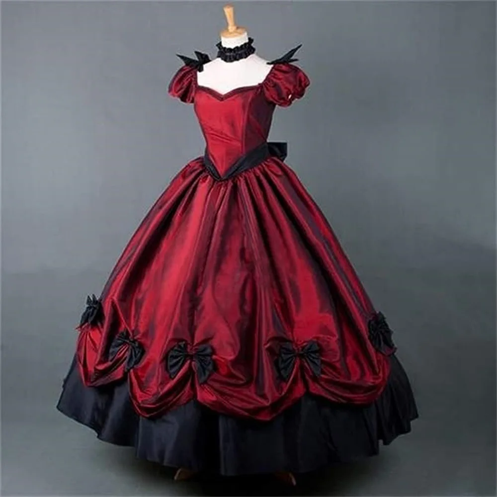 Wine Red Women Renaissance Gothic Victorian Dress Southern Belle Sallon Girl Victorian Period Ball Gown Theater Costume