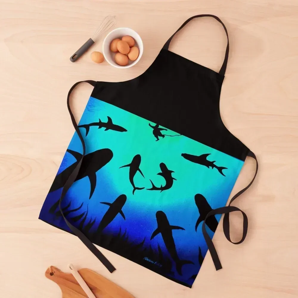 

Deep blue trouble Apron Kitchen Utensils chef costume Women's Kitchen cookings for women Apron