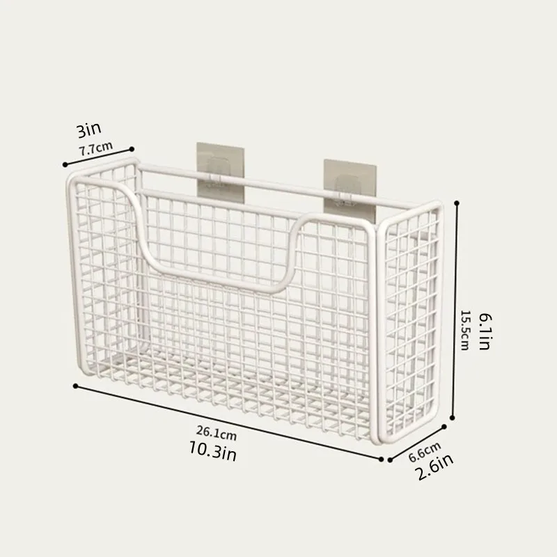 Punch-free Kitchen Cabinet Door Storage Box Iron Rack Wall-mounted Cabinet Plastic Wrap Rack Bathroom Refrigerator Rack