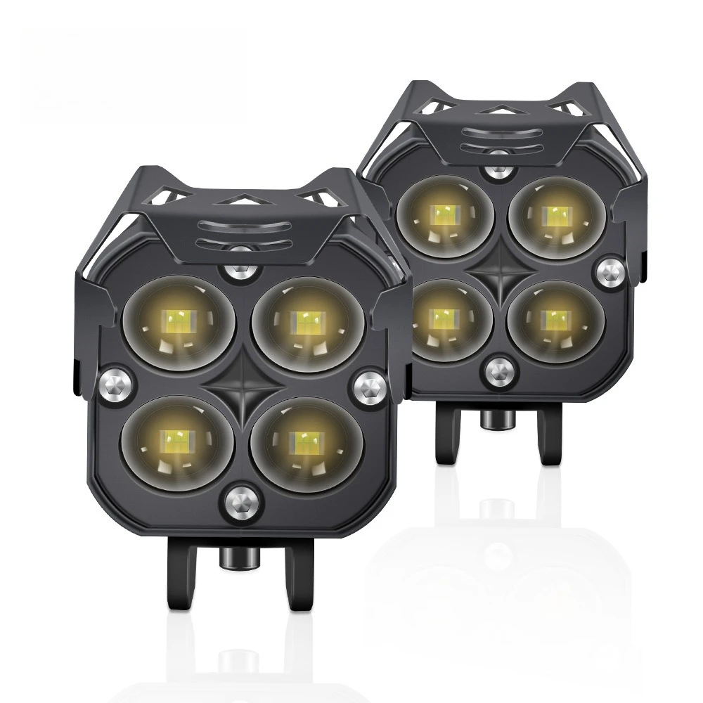 50 واط ثنائي اللون LED ضوء العمل 100 واط العارض عدسة دراجة نارية الجبهة شعاع الترا برايت التحديثية LED المصباح اكسسوارات السيارات #1