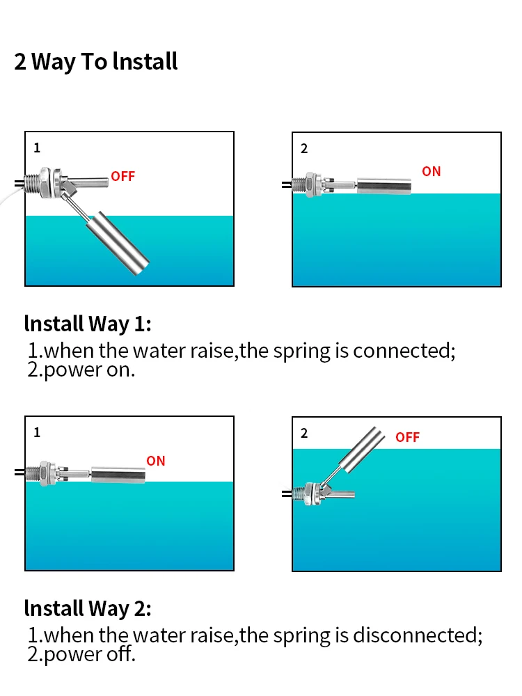 Sensor de nível líquido do interruptor de controle do flutuador da água do aço inoxidável 220v para a associação do tanque do aquário do interruptor da bomba de água