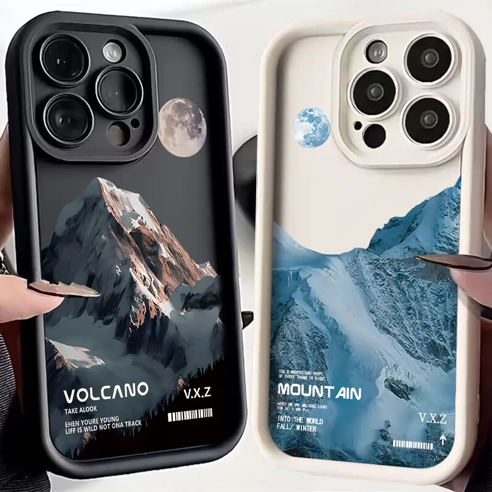 Ins Snow Mountain Volcano Phone Case For Tecno Spark 30C 10 Go Camon 30 20 itel A70 P55 RS4 Pova 6 Neo 4G 5G Soft TPU Back Cover